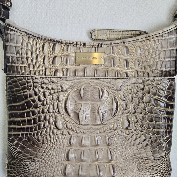 Brahmin Tan/Brown Crocodile Embossed Crossbody Bag - Picture 5 of 11